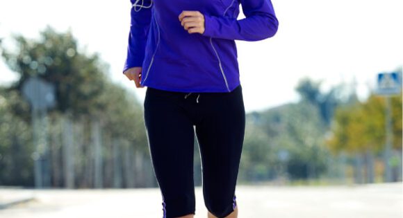 Female endurance runner outside running