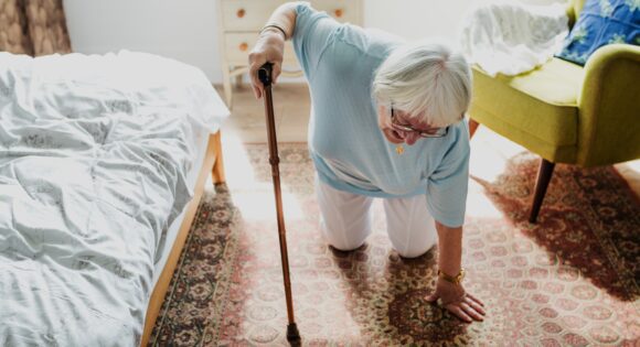 Fallen elderly woman