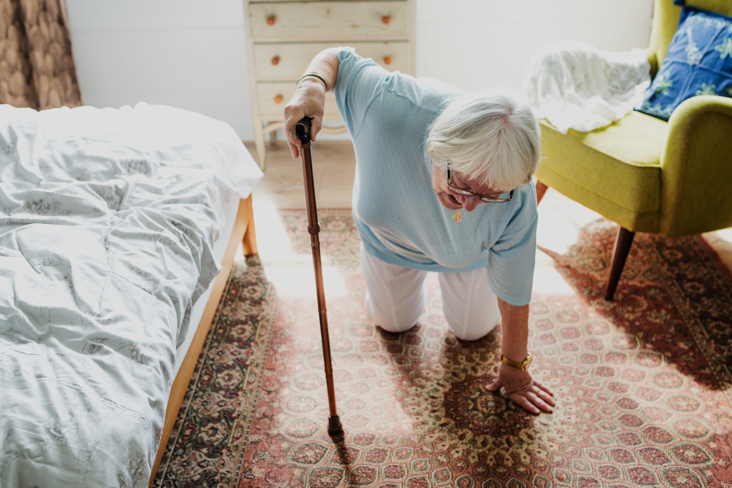 Fallen elderly woman